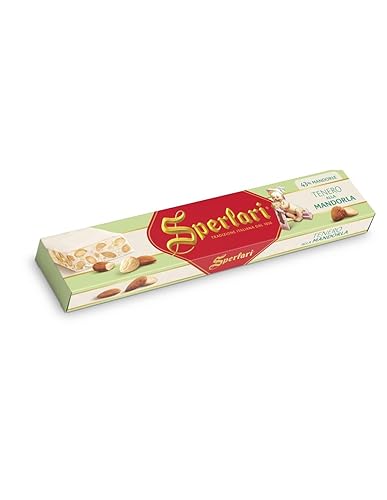 Sperlari Torrone Traditional Italian Candy - Gourmet Soft Nougat With Honey, Vanilla & Crunchy Sliced Almonds - Holiday Italian Nougat Sweet Treat