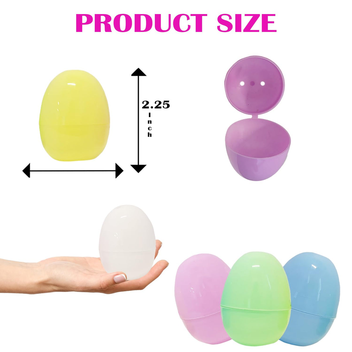 Fillable Easter Eggs 2000-Pack, Pastel Colorful Bright Plastic Easter Eggs with Hinge, Perfect For Easter Egg Hunt, Surprise Egg, Easter Hunt