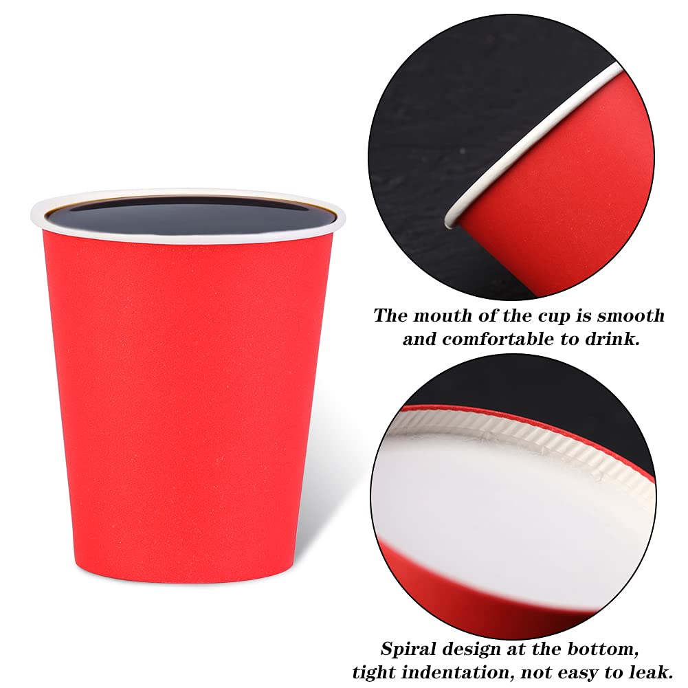 Prgery Paper Cups 8 oz 50 Pack, Disposable Paper Coffee Cups for Hot or Cold Beverage Drinking for Party, Picnic, BBQ, Travel, and Event -Red