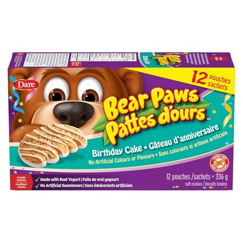 Dare Bear Paws Birthday Cake Cookies, 336g/11.9 oz, 12 Pouches, 1 Box
