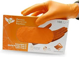 S&G Orange Nitrile Gloves | 100 Pcs | Medium | Disposable Latex-Free 8Mil Thick Heavy Duty Powder-Free for Mechanics, Industrial