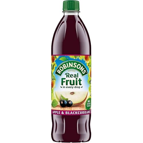 Robinson's Fruit Drink, Apple & Blackcurrant, No Added Sugar, 1-Liter Plastic Bottles (Pack of 4)