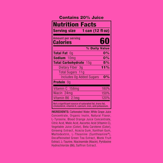 Illicit Elixirs Naughty Behavior Citrus by Bella Thorne - Sparkling Juice Drink - Supports Dopamine Production - 12 Pack - 12 Oz Cans, Late Night