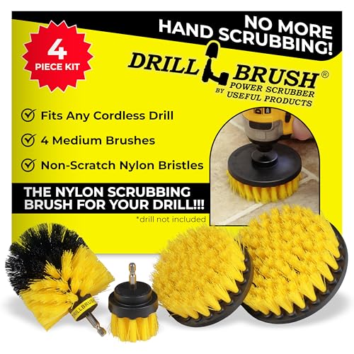 Nylon Drill Brush Attachment Set for Bathroom Cleaning - Power Scrubber Brush Kit for Bathtub, Shower, Tile, and Grout - All-Purpose Household