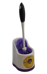 Toilet Brush and Holder Set with Under Rim Cleaner - Compact Bathroom Cleaning Brush with Stiff Bristles and Hygienic Plastic Stand - Deep Cleaning