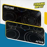 Cerama Bryte Glass Cooktop Cleaner Bundle with 10 Cleaning Pads for Removal of Tough Stains, Stovetop Cleaner for Glass - Ceramic Surfaces, 18 Ounces