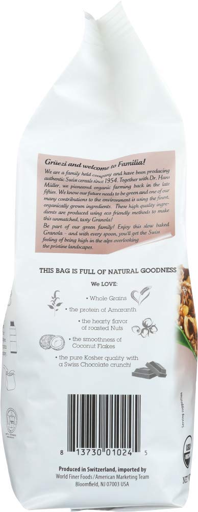 Familia BIO Organic Swiss Granola, Chocolate and Amaranth, 13 Ounce Bag,(Pack of 1), FAL01024