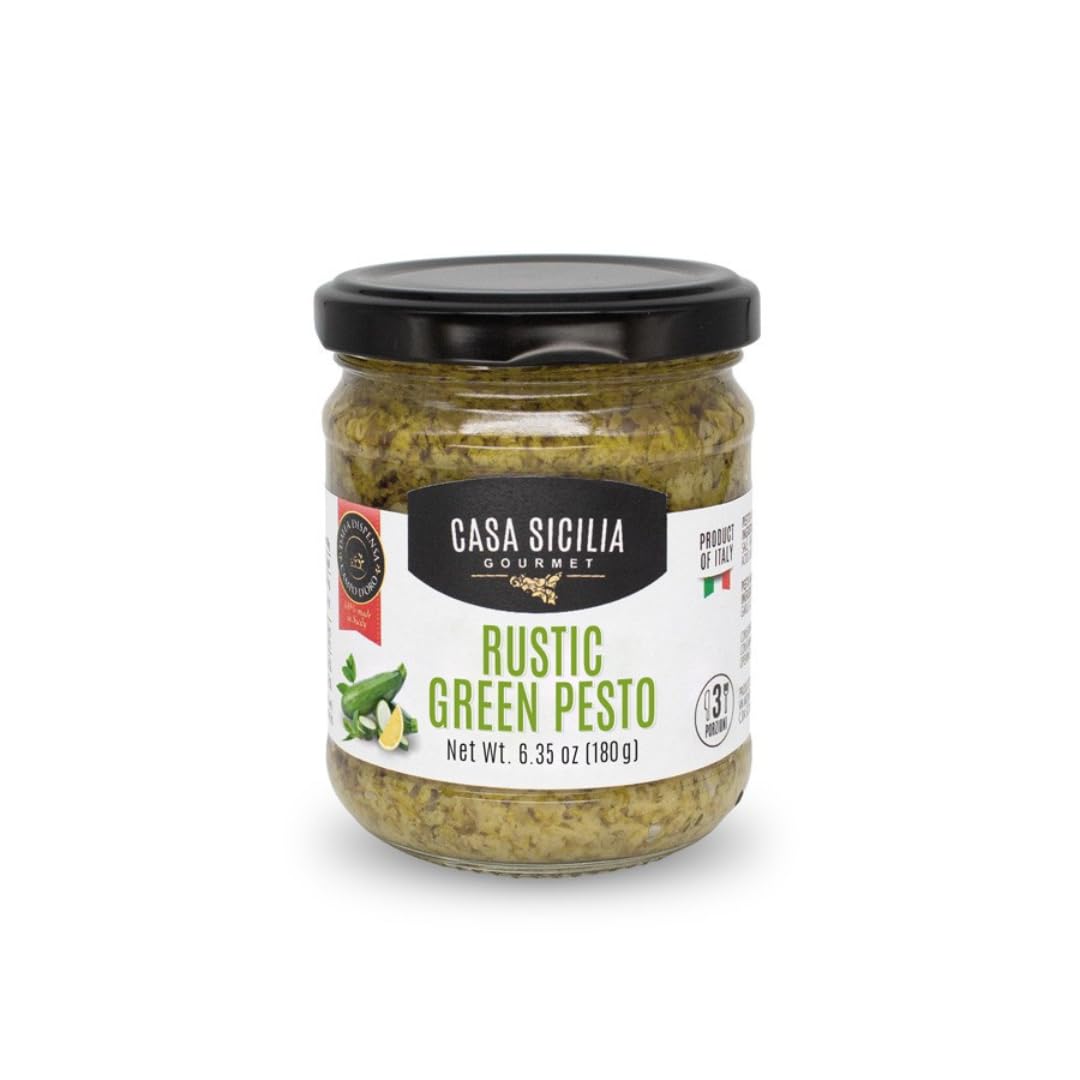 CASA SICILIA Green Rustic Pesto 180 gr, Product of Sicily, Italy (Pack of 1)