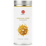 Senbird Premium Genmaicha - Caffeine-Free Japanese Mochi Rice Tea - From Hokkaido, Japan - Herbal Tea in Airtight Tin (3.5oz/100g)