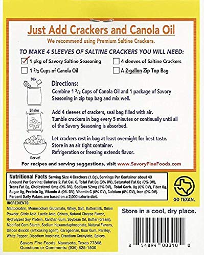 Savory Saltine 2-Pack - 1 Garden Dill, 1 Classic Original plus 2 Large Double Sealed Zip Top Bags