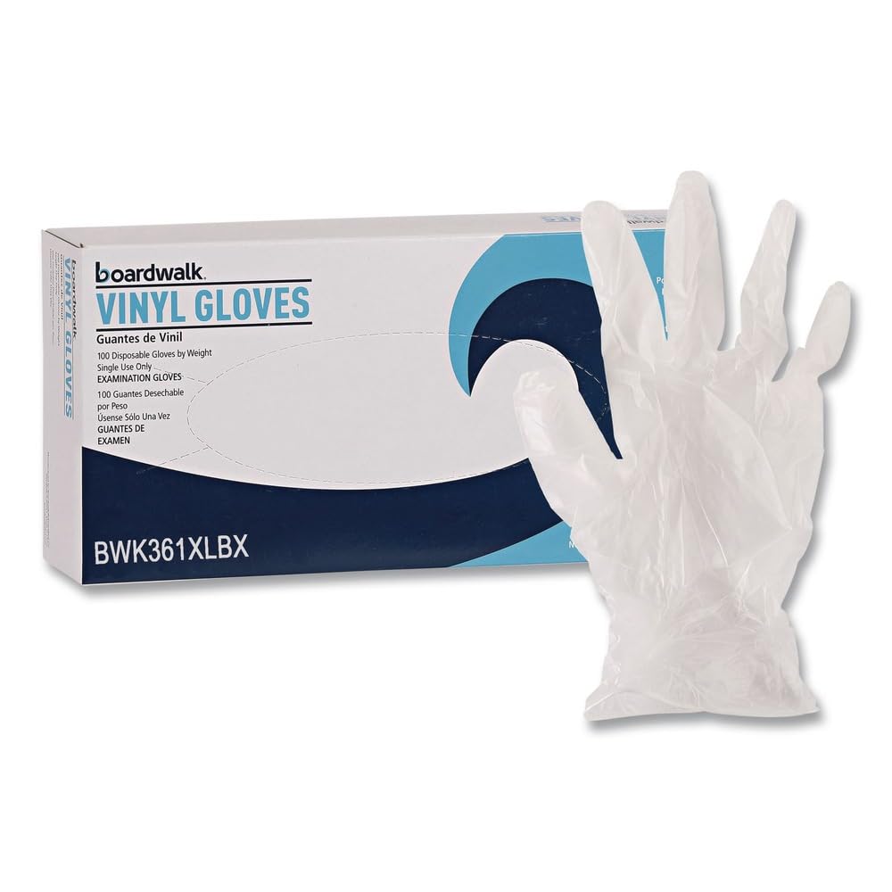 Boardwalk 361XLCT Exam Vinyl Gloves Clear X-Large 3 3/5 mil 1000/Carton