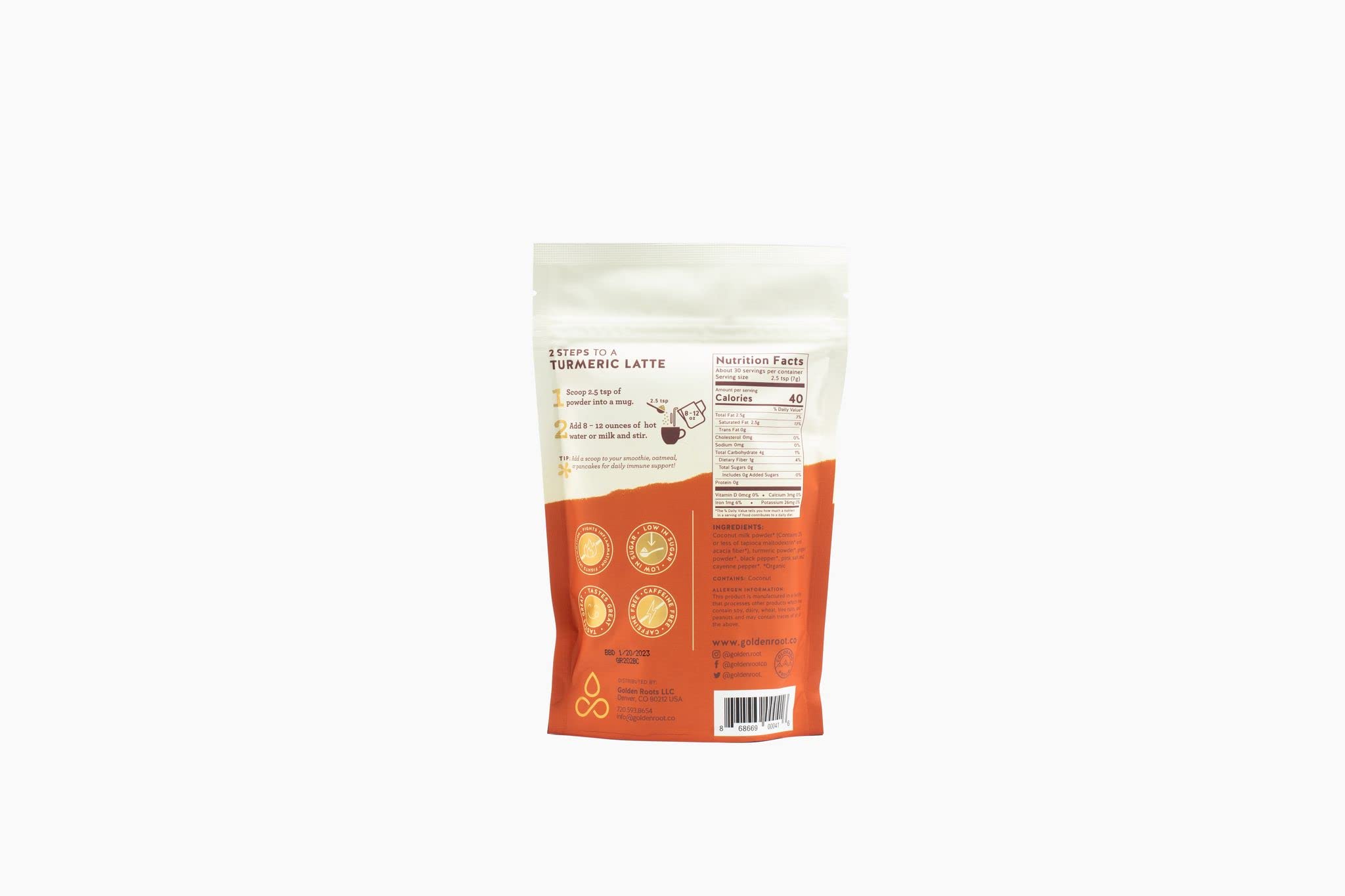 Golden Root Spicy - Spicy Unsweetened Turmeric Latte Superfood - Turmeric Golden Milk Powdered Mix - 30 serving