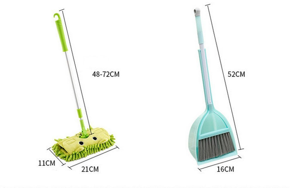 Xifando Mini Housekeeping Cleaning Tools for Children,3pcs Include Mop,Broom,Dustpan (Blue Mop+Frash Blue Broom&Dustpan)