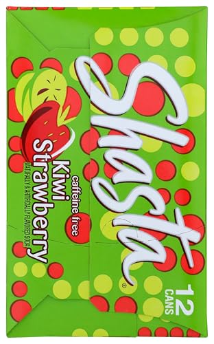 Shasta Kiwi Strawberry | Sweet Strawberry Meets Tart Kiwi | Caffeine-Free Soft Drink | 12-Pack of 12oz Cans | Fruity, Tropical, and Bursting