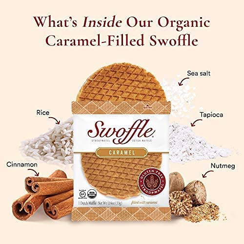Gluten Free Certified Organic Stroopwafels by Swoffle - Caramel Filled | (12) 1.16oz Wafers | non-GMO, Wheat Free, Kosher, Soy Free, No Dairy, and Nut