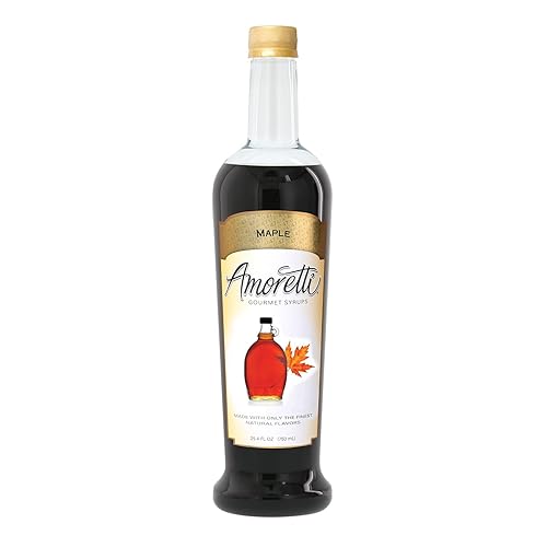 Amoretti - Maple Gourmet Syrup 750 ml, Flavor Coffees, Teas, Cocktails, & other Beverages, and Drizzle on Desserts, Gluten Free, GMO/GEO Free