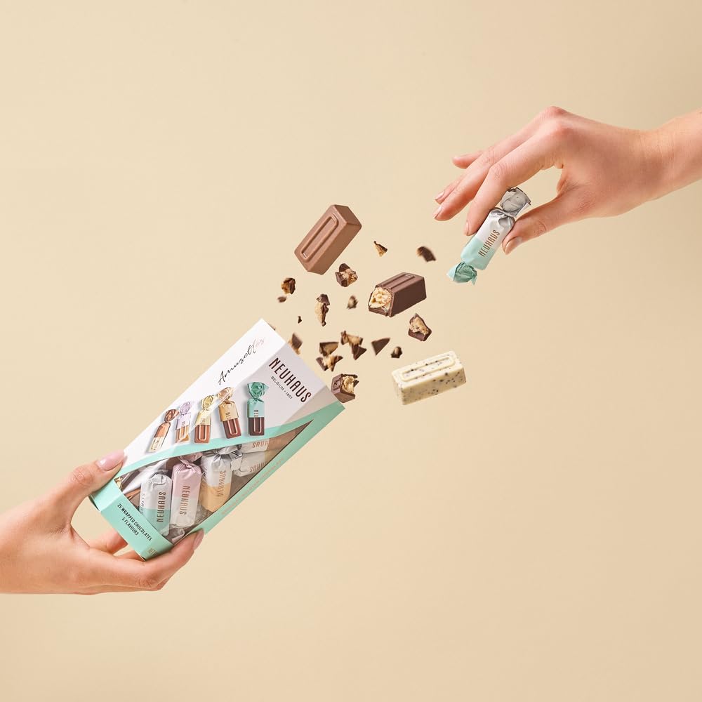 Neuhaus Belgian Chocolate Sharing Box - 25 Pieces in 5 Flavors: Blonde Salée, Nougat Miel, Café, Caramel & Biscuits | Gourmet Belgian Chocolate Gift