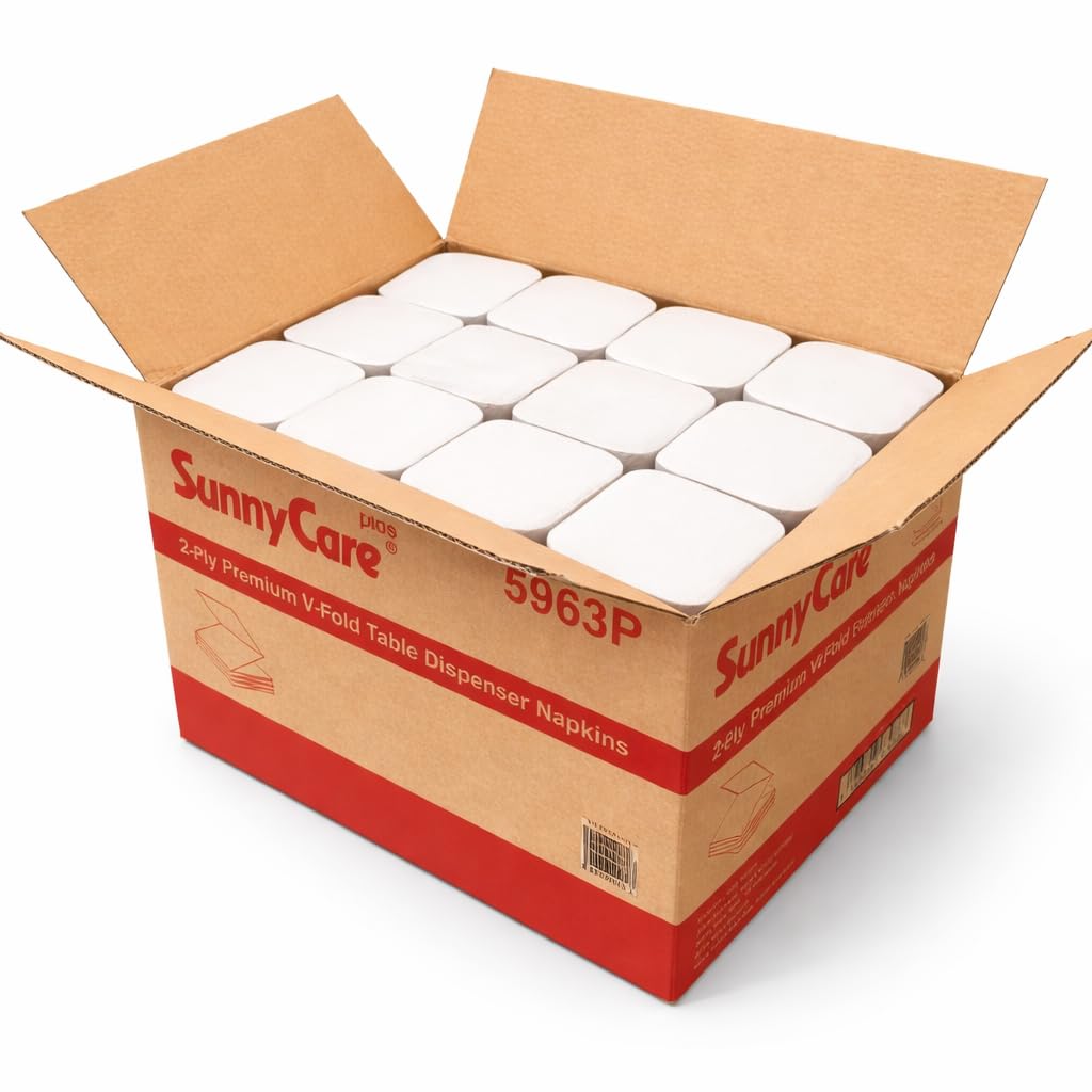 SunnyCare #5963P V-fold 2-Ply White Paper Dispenser Napkin 6000/cs