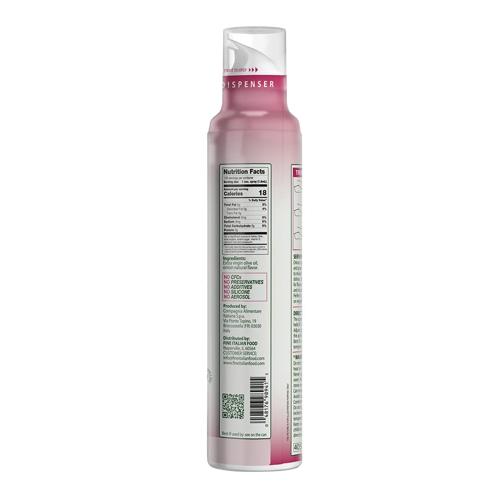 Onion Flavored Spray Mantova Extra Virgin Olive Oil produced with finest ingredients and with No CFC, No Preservatives, No Additives, No Silicone, No Aerosol
