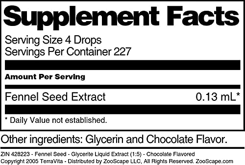 Fennel Seed - Glycerite Liquid Extract (1:5) - Chocolate Flavored (1 fl oz, ZIN: 428223) - 2 Pack