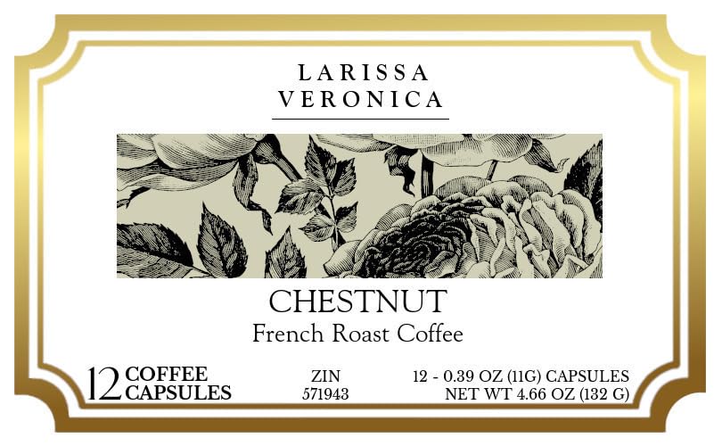 Chestnut French Roast Coffee (Single Serve K-Cup Pods) (Gourmet, Naturally Flavored, Whole Coffee Beans) (12 pods, ZIN: 571943)