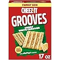 Cheez-It Grooves Crunchy Cheese Crackers, Snack Crackers, Lunch Snacks, Family Size, Sharp White Cheddar, 17oz Box (1 Box)