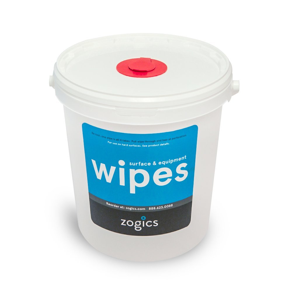 Zogics Wellness Center Heavy Duty Gym Equipment and Surface Cleaning Wipes (1,150 Wipes) + Reusable Wipe Bucket Dispenser