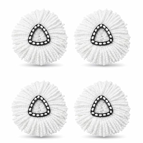 4 Pack Mop Head Replacement Compatible with O-Cedar EasyWring 1-Tank Spin Mop System, Microfiber Refill Heads, Machine Washable for Hardwood Tile