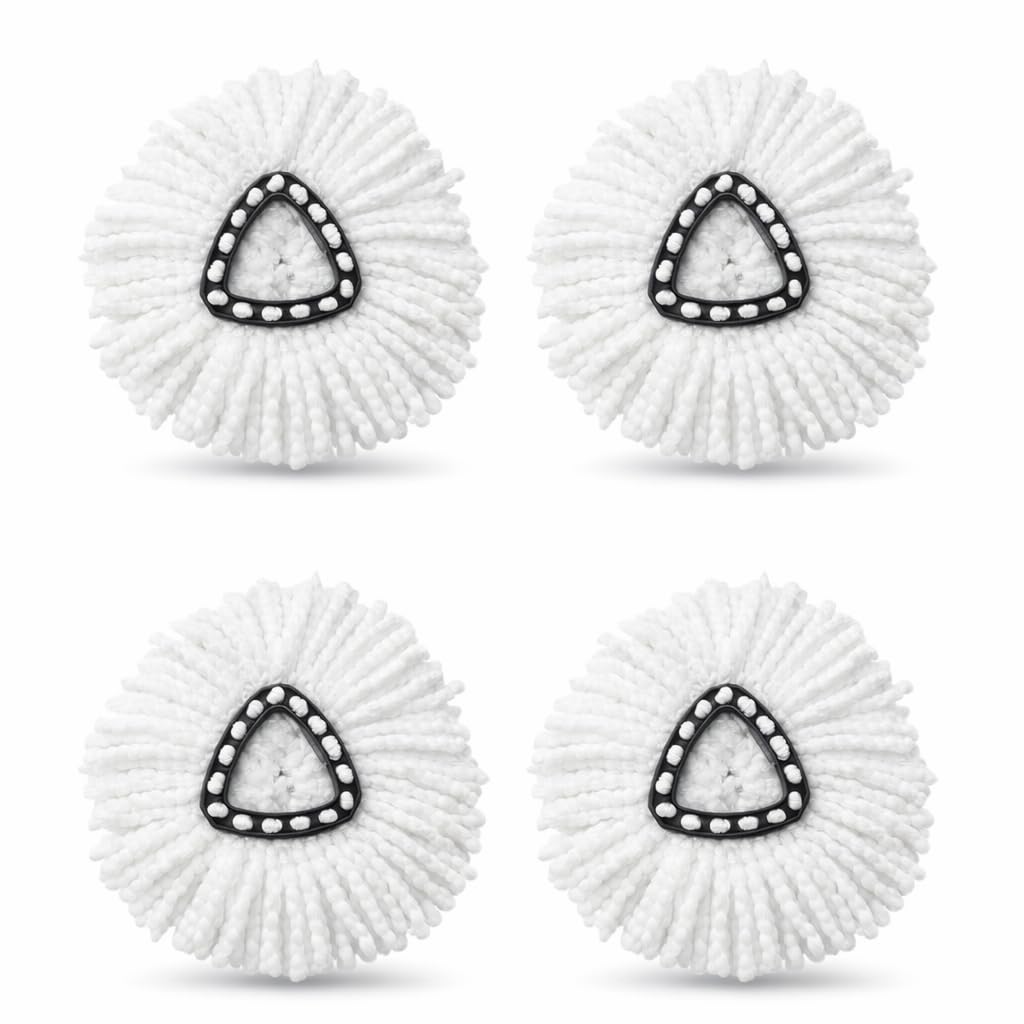 4 Pack Mop Head Replacement Compatible with O-Cedar EasyWring 1-Tank Spin Mop System, Microfiber Refill Heads, Machine Washable for Hardwood Tile