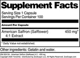 American Saffron (Safflower) 4:1-450 mg (100 Capsules, ZIN: 524134)