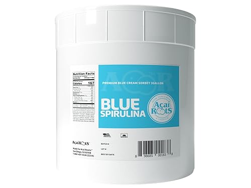 Acai Roots Premium Blue Spirulina Sorbet - Dairy-Free Vegan Frozen Dessert with Coconut & Pineapple - 3 Gallon Bulk (20 lbs) - Acai Bowl Base