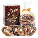 Asher's Chocolates, Chocolate Covered Pretzels Gift Basket, Holiday Assortment of Candy, Small Batches of Kosher Chocolate, Family Owned Since 1892