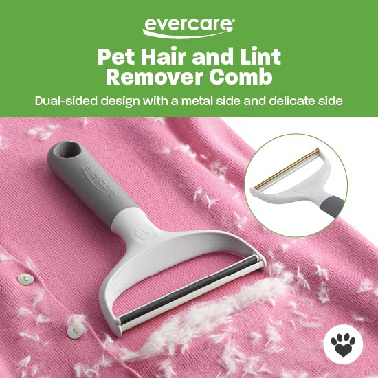 Evercare Duo Pet Hair and Lint Remover with 2 Refills, Dual-Sided Comb for Removing Pet Hair and Lint from Clothing and Furniture White