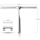 YAHENLI Shower Squeegees Stainless Steel with Self Adhesive Hook Window Squeegees for Shower Doors Bathroom Mirror Wiper, Window Glass Cleaning