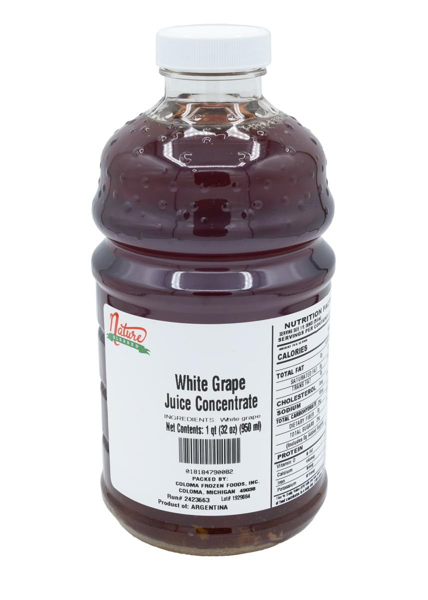 Nature Blessed 100% Pure White Grape Concentrate - 1 Quart (1/32 fl oz bottle), Applications: Home Wine Making, Brewing, Mead, Distilling, Smoothies