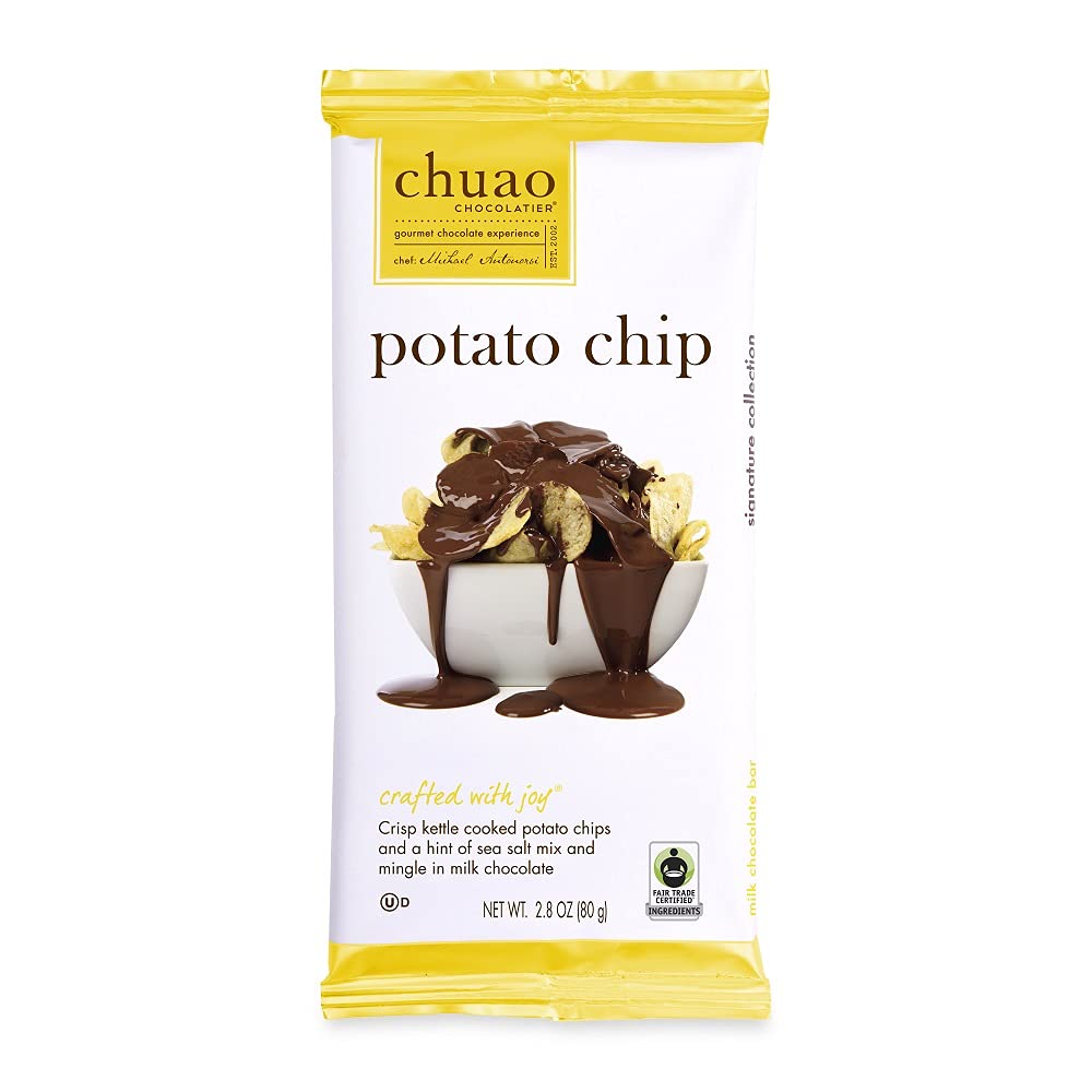 Chuao Chocolatier Potato Chip Milk Chocolate Bars | Gourmet No Preservatives | For Gift Baskets, Christmas, Birthday, Thank You, Care Package | 12 Ct