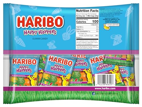 HARIBO Easter Happy Hoppers Gummi Candy, Individually Treat Size Wrapped Packets, 9.5 oz. Bag