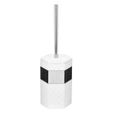 Creative Scents Quilted Mirror Bathroom Toilet Brush Set - White Toilet Bowl Brush and Holder - Good Grip Toilet Bowl Cleaner Brush and Holder