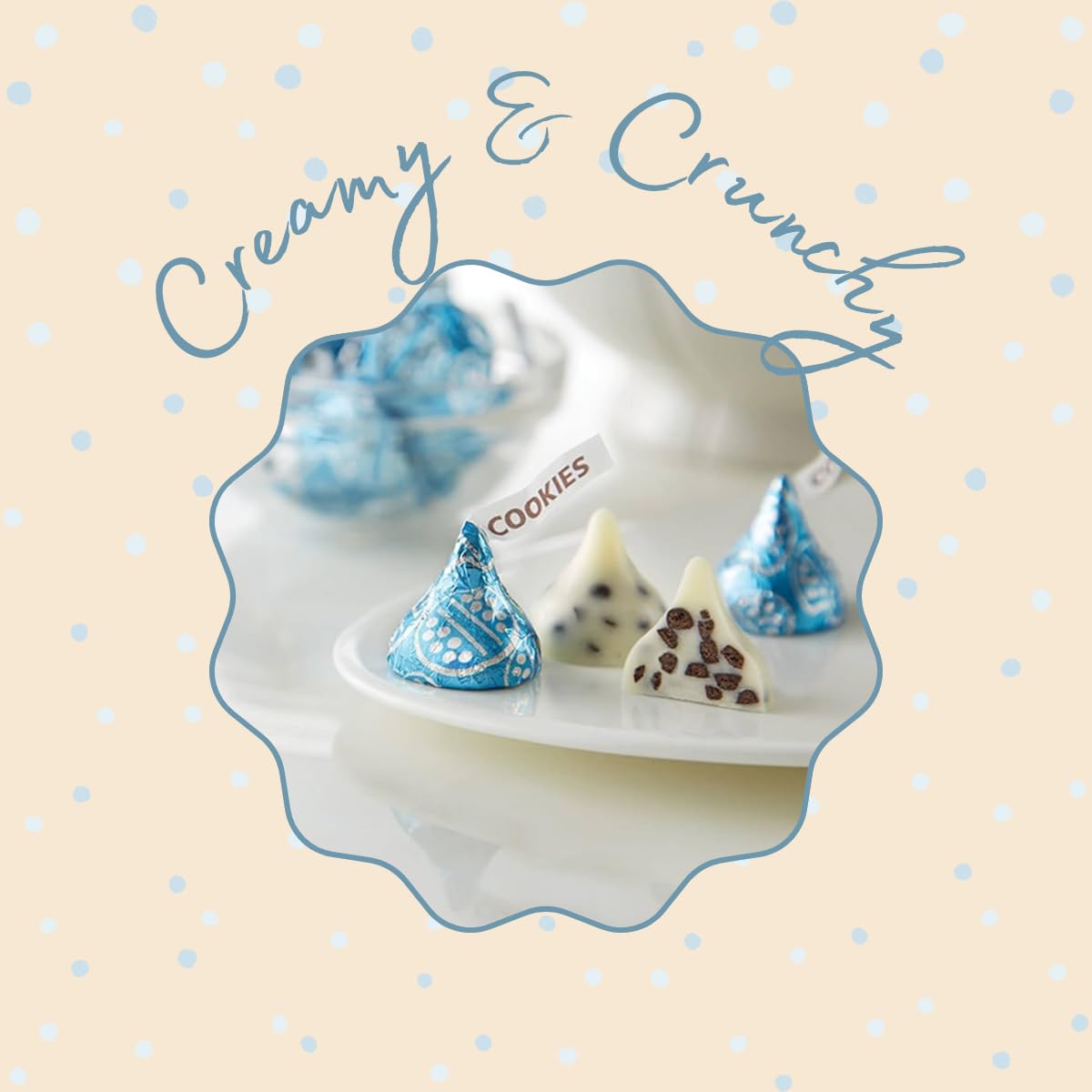 Candykrave Hershey'ss Cookies & Cream Kisses Milk Chocolate candy - (1LB 90 pcs) - Bulk chocolate Silver Foil Candy variety pack - Delicious Treats