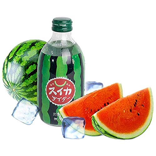 TomTomomasu Japanese Soda Watermelon Cider, 10 oz. (300ml) (Pack of 5) - Product of Japan.