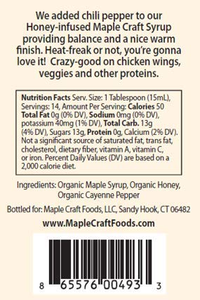 Maple Craft Foods, Hot Honey-Infused Bourbon Barrel Aged Maple Syrup