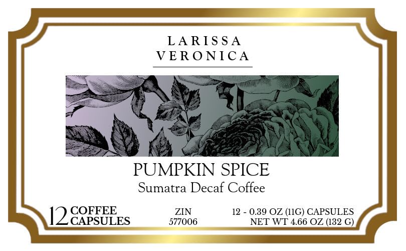 Pumpkin Spice Sumatra Decaf Coffee (Single Serve K-Cup Pods) (Gourmet, Naturally Flavored, Whole Coffee Beans) (12 pods, ZIN: 577006) - 2 Pack