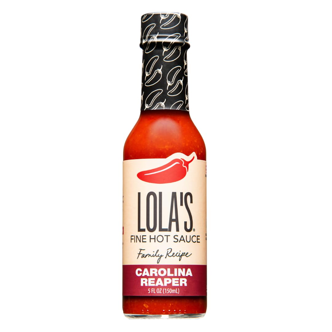 Lola’s Carolina Reaper Hot Sauce | Made with Red Jalapenos & Carolina Reaper Peppers | 0 Calories, 0g Fat, Low Sodium | All-Natural, Keto, Gluten-Free