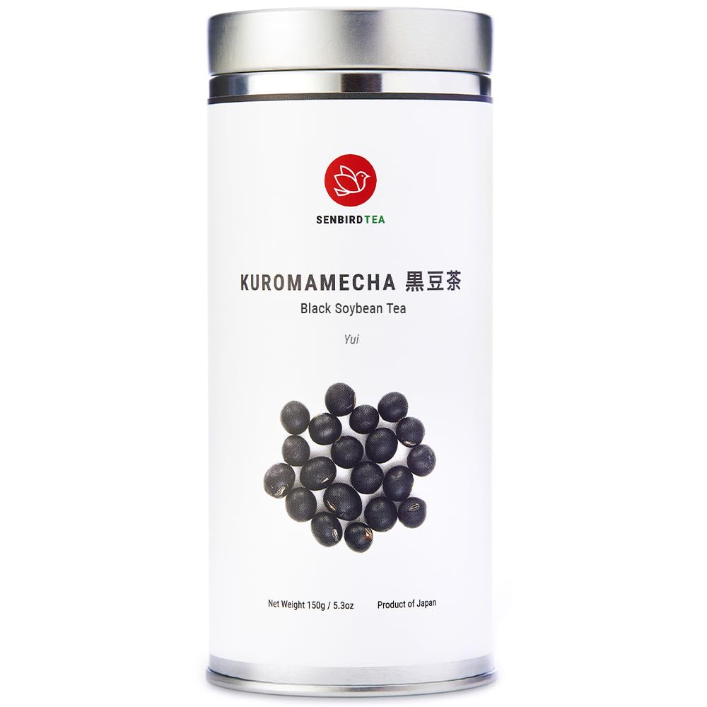 Senbird Premium Kuromamecha - Japanese Black Soybean Tea - From Hokkaido, Japan - Loose Leaf Kuromame in Airtight Tea Tin (5.3oz/150g)