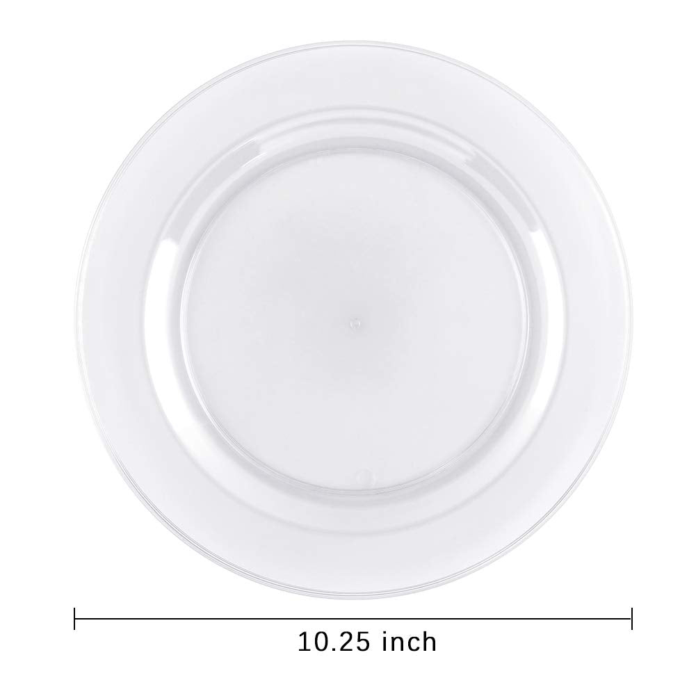 bUCLA 100Pieces Clear Plastic Plates -10.25inch Disposable Dinner Plates- Premium Weddings& Party Plates