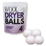 Ms Wool Lavender Scented Wool Dryer Balls - 4 XL Pack - Natural Fabric Softener, Reusable, Reduces Static, Reduces Wrinkles & Shortens Drying Time