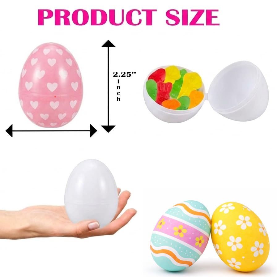 Chochkees White Fillable Easter Eggs 500-Pack, Bright Plastic Easter Eggs with Hinge, Perfect For Easter Egg Hunt, Surprise Egg, 2.25" Fillable Eggs
