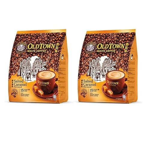 OLD TOWN Salted Caramel Flavor Coffee, 18.52 Ounce, 35g * 15 Sticks (2 Pack | 3 Pack | 4 Pack) (2 Pack, Salted Caramel Flavor)