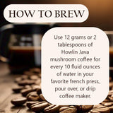 Howlin Java Mushroom Coffee, Premium Ground Coffee with 1 gram each of Lion's Mane, Chaga, and Cordyceps. Increase Energy, Focus, and Immunity