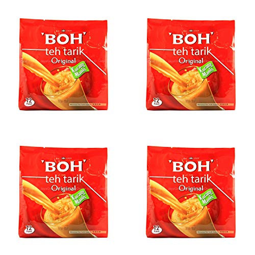 4 Pack BOH Teh Tarik Milk Tea Original Less Sweet Imported from Malaysia (4 x 12 Sachets)